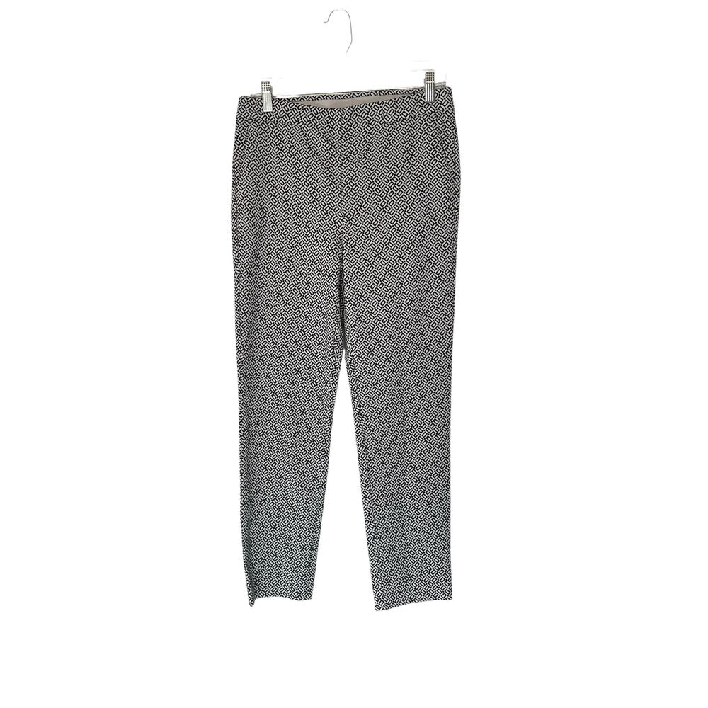 J. Jill Essential Slim Ankle‎ Black White Printed Pull On Stretch Pants Size 6